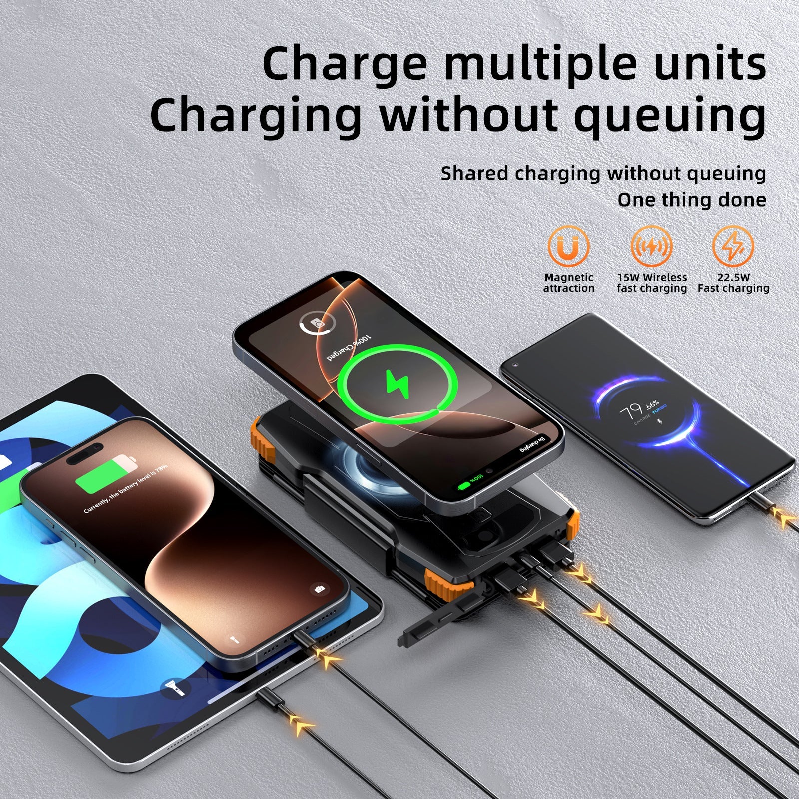 Unisex Powerbank Zonne-energie Met LED-verlichting en Meerdere USB-poorten 2