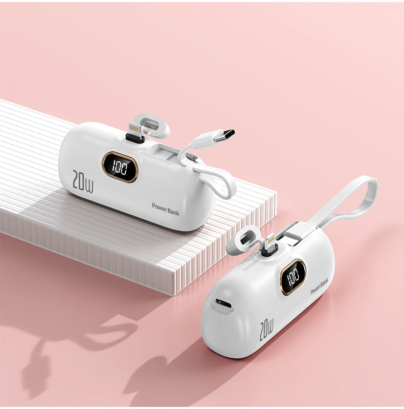 Unisex Powerbank met Geïntegreerde Oplaadkabel Compact Design 6