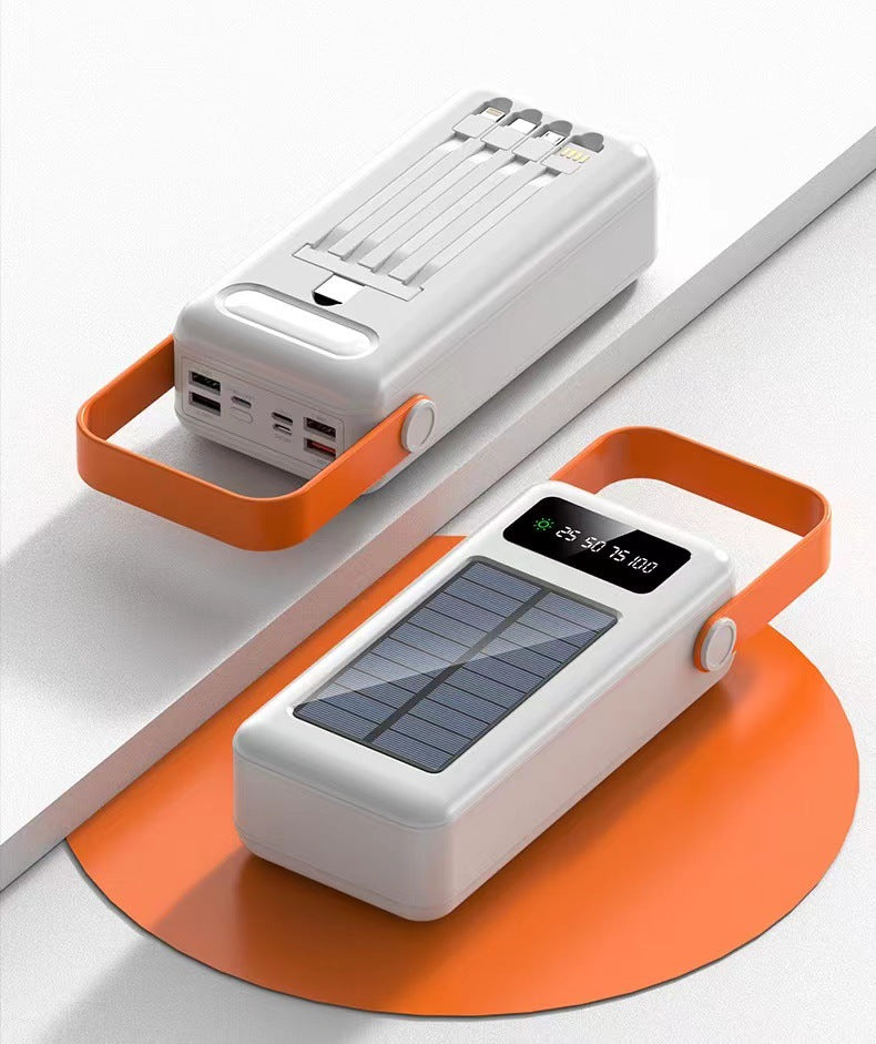Unisex Powerbank met Zonne-energie en Geïntegreerde Oplaadkabels 0