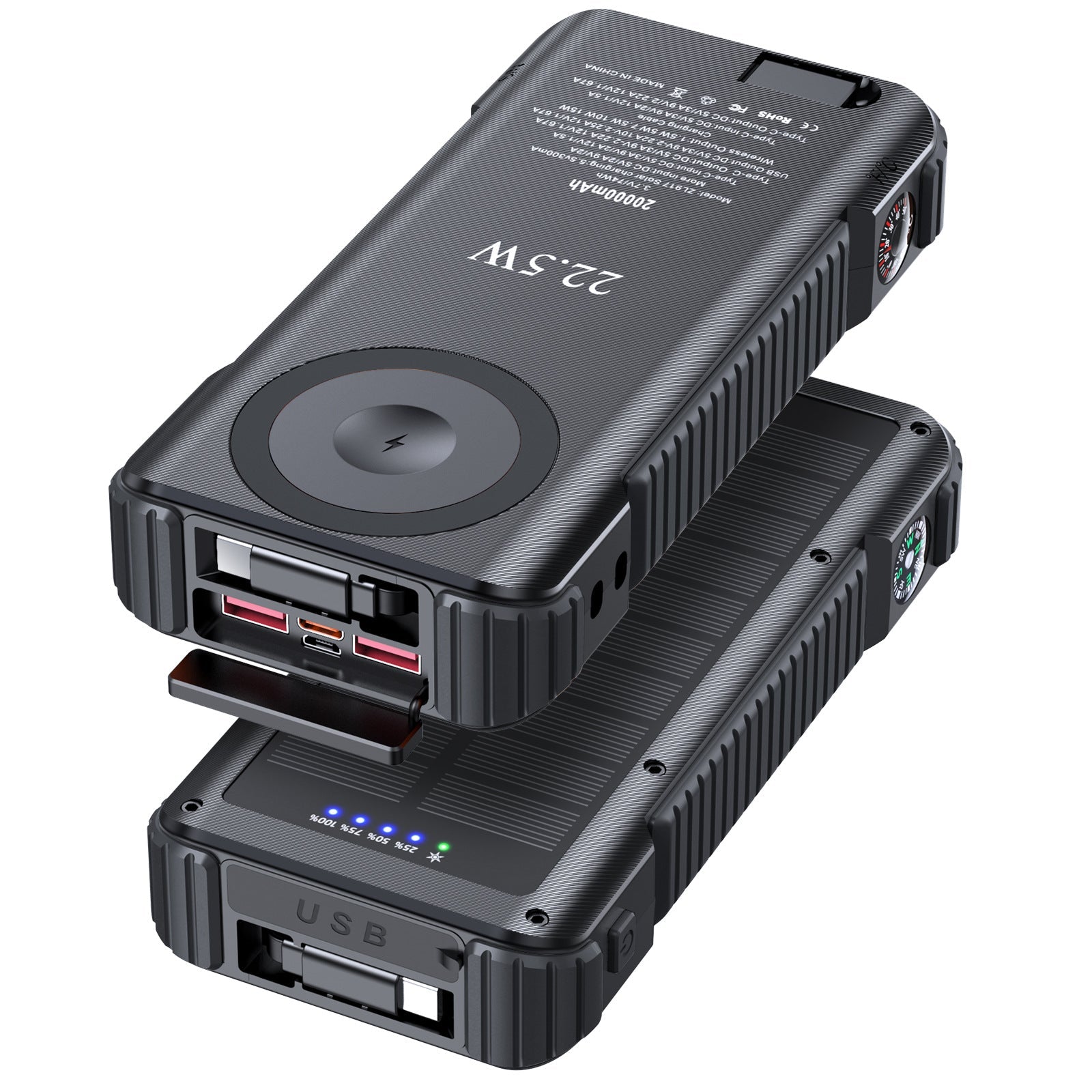 Unisex Powerbank met Zonne-energie en LED-display 2