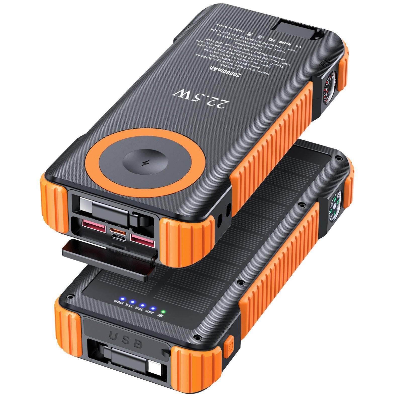 Unisex Powerbank met Zonne-energie en LED-display 5