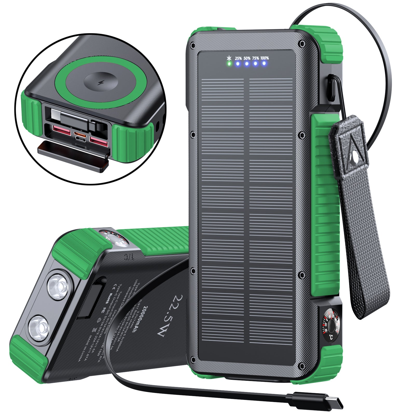 Unisex Powerbank met Zonne-energie en LED-display 8