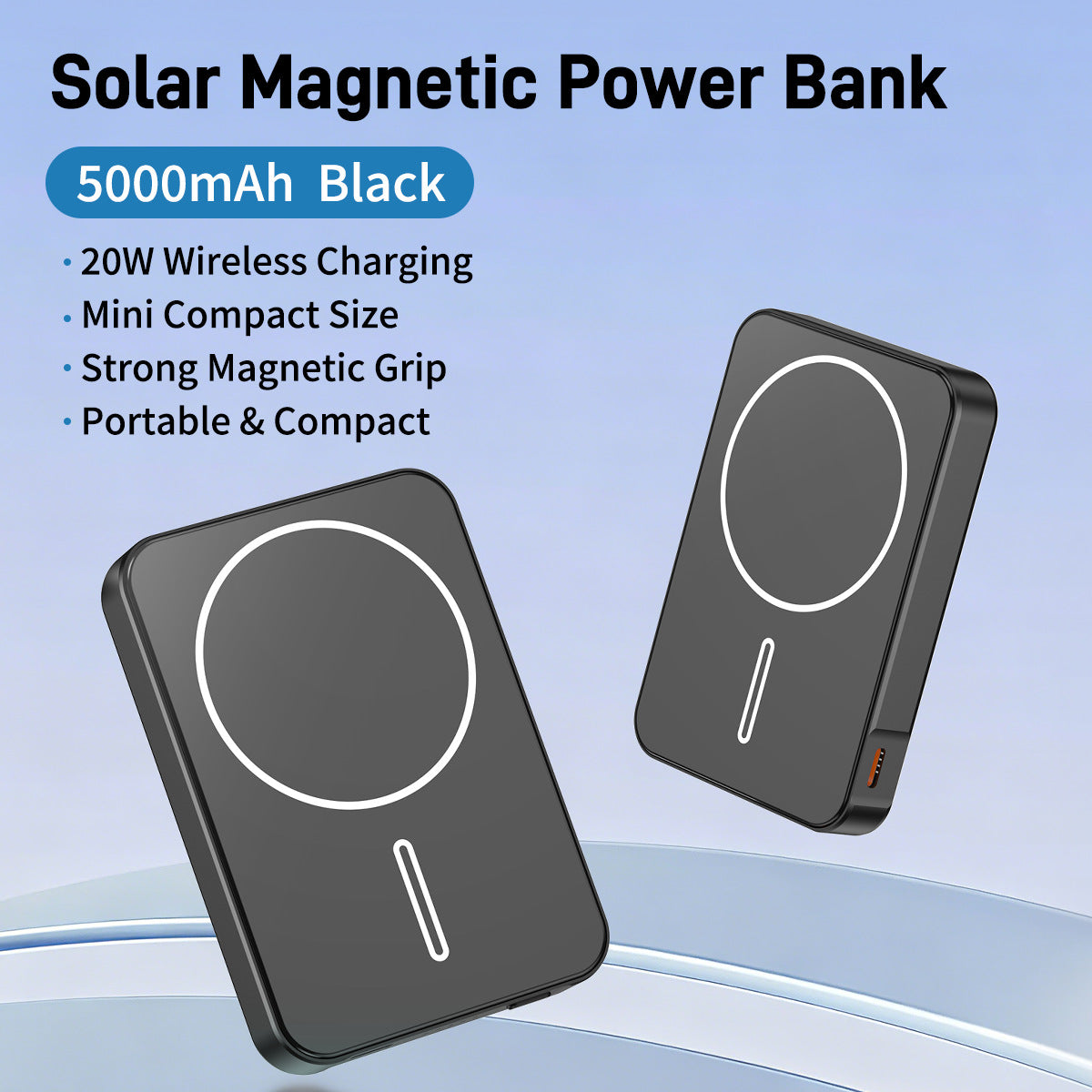 Unisex Powerbank met Zonne-energie en Snellaadfunctie 2