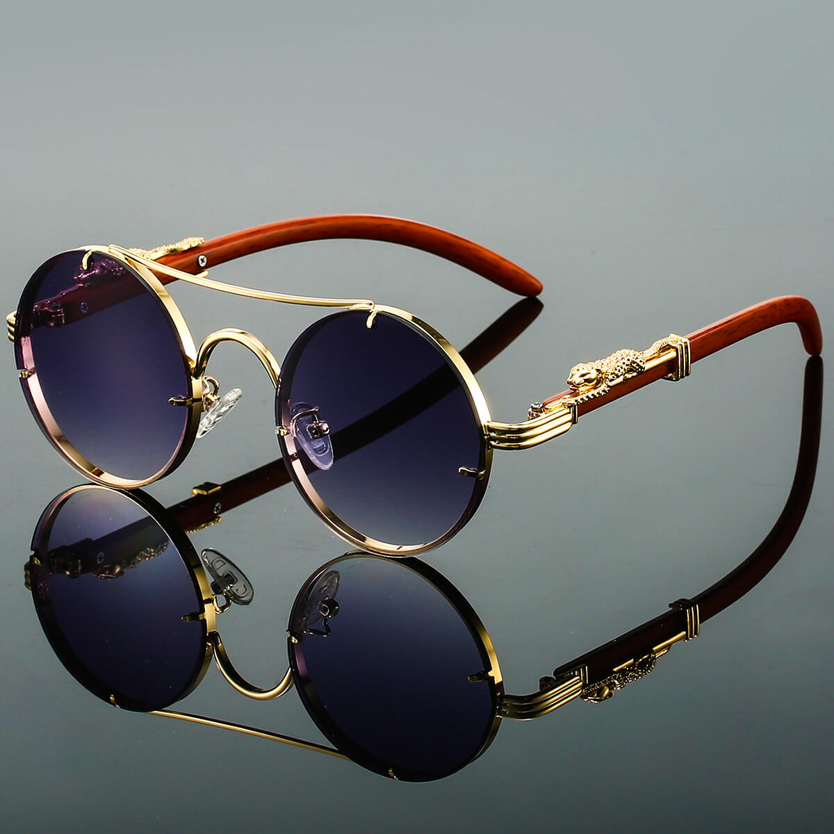 Unisex Retro Ovalen Zonnebril Metalen Frame 3