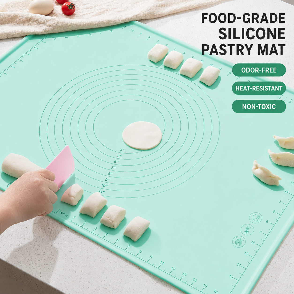 Unisex Siliconen Deegrolmat met Meetraster en Cirkelgeleiders 1