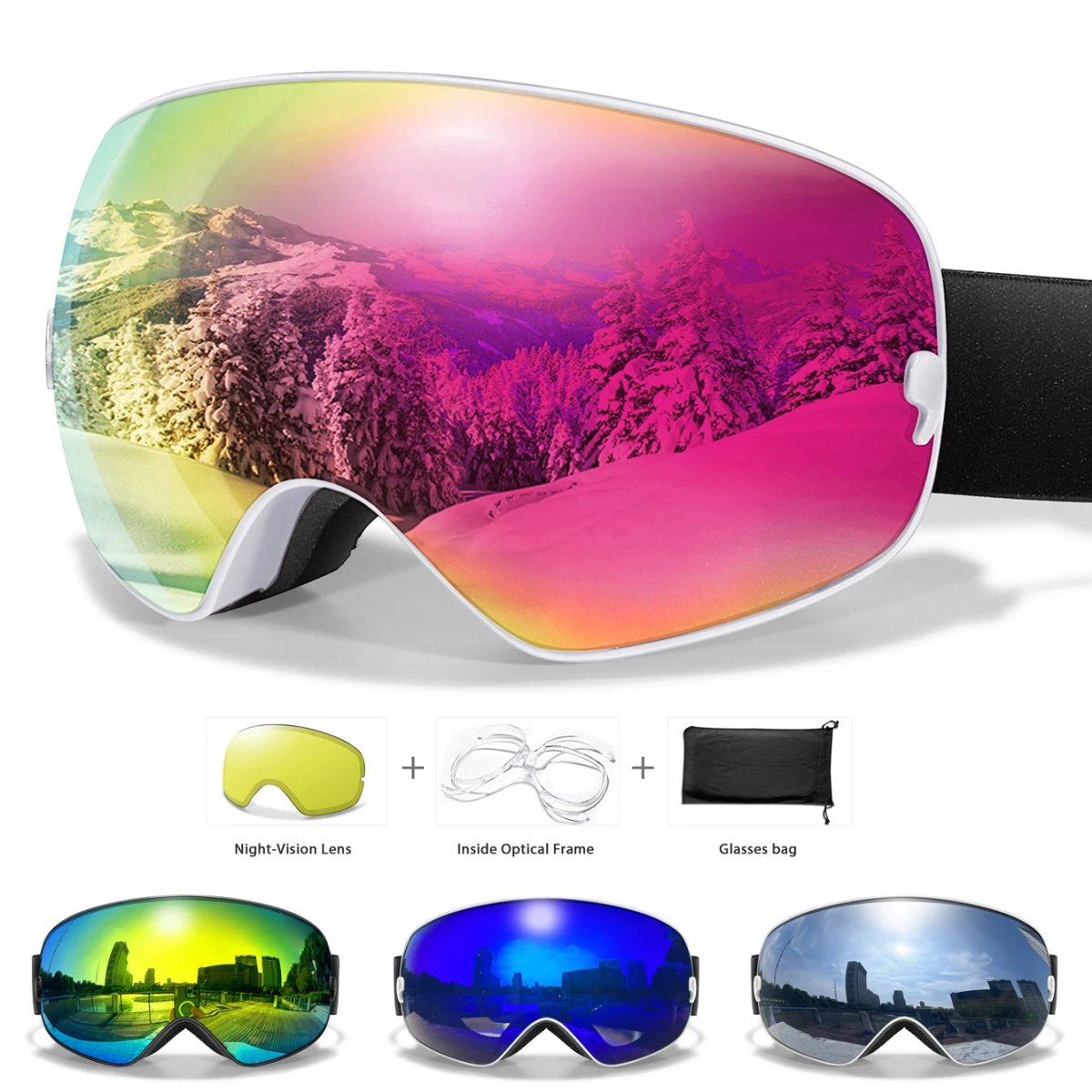 Unisex Skibril Anticondens met UV400 Bescherming en Nachtzichtlens 1