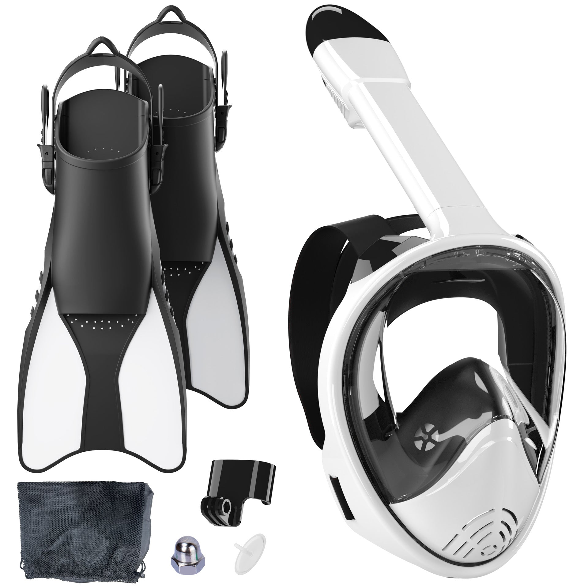 Unisex Snorkelset Volgelaatsmasker en Vinnen 0