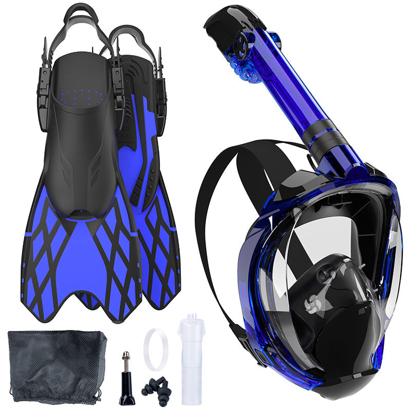 Unisex Snorkeluitrusting Volgelaatsmasker en Flexibele Vinnen 0