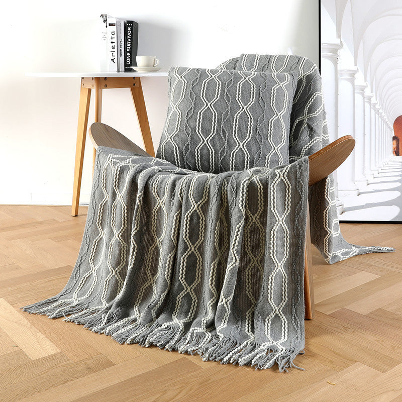 Unisex Textured Throw Deken Geometrisch Design 7