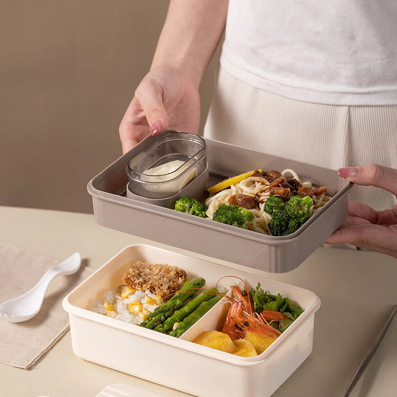 Unisex Voedselbewaarcontainer met Meerdere Compartimenten en Veilig Deksel 4