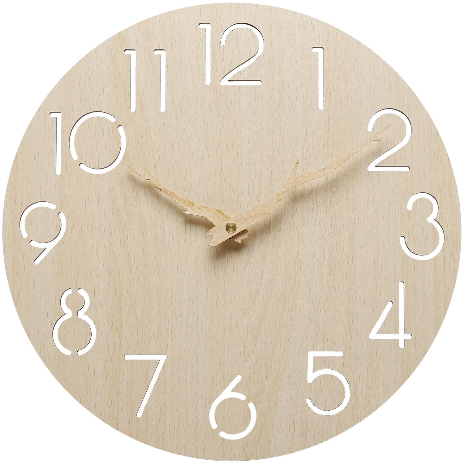 Unisex Wandklok Natuurlijk Hout Minimalistisch Design 0
