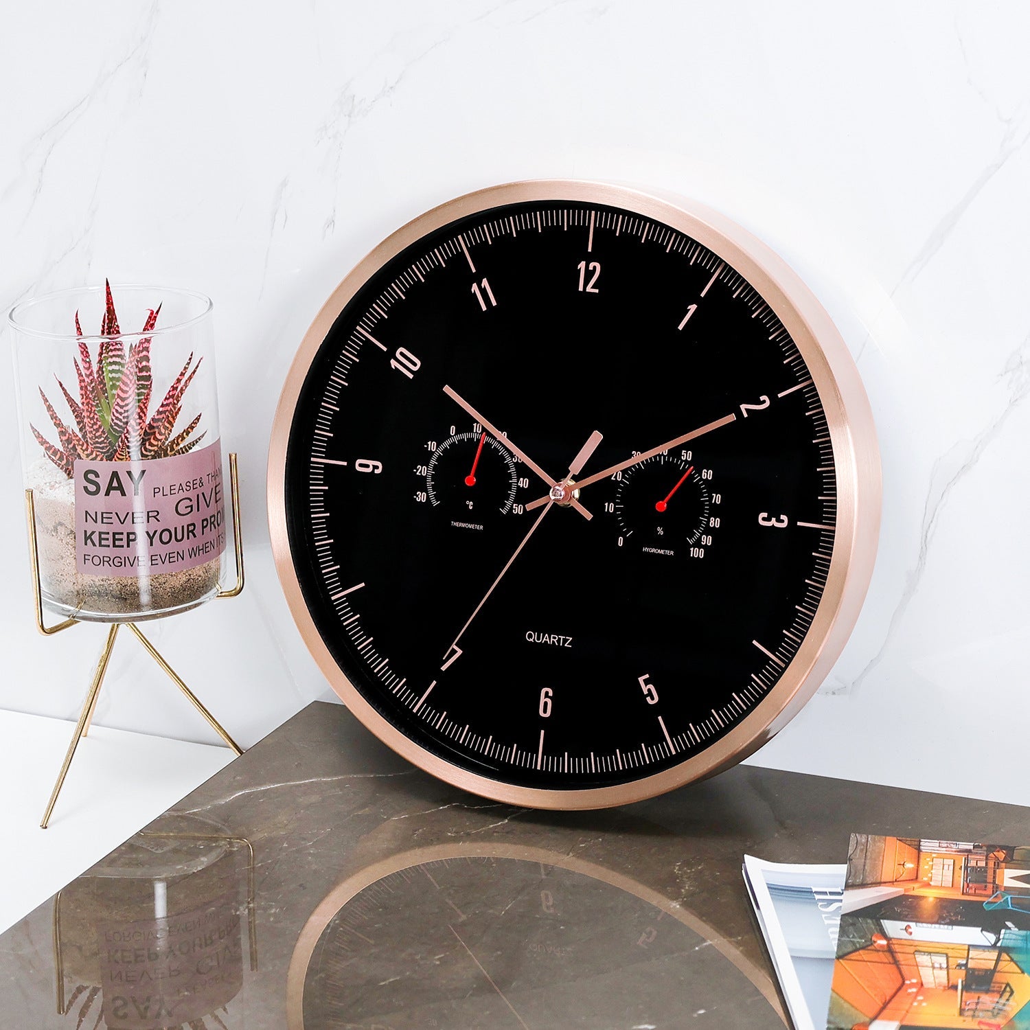 Unisex Wandklok met Thermometer en Hygrometer Modern Design 5