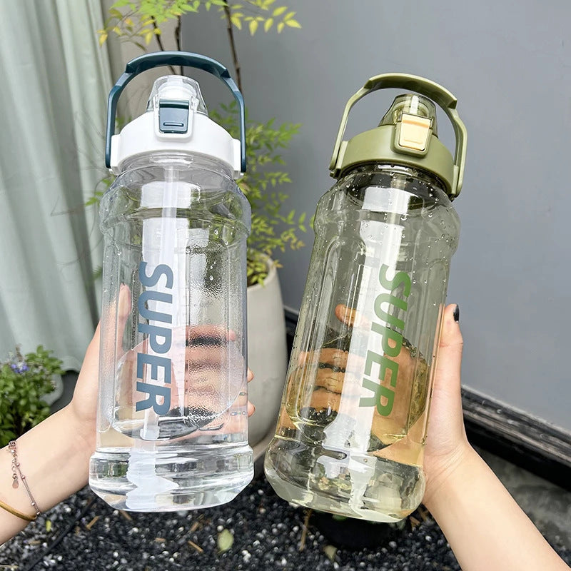 Unisex Waterfles Met Rietje 1 Liter Handvat Voor Sport En Activiteiten 1