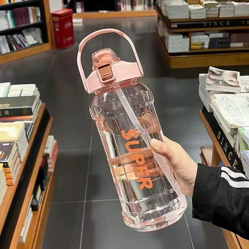 Unisex Waterfles Met Rietje 1 Liter Handvat Voor Sport En Activiteiten 11