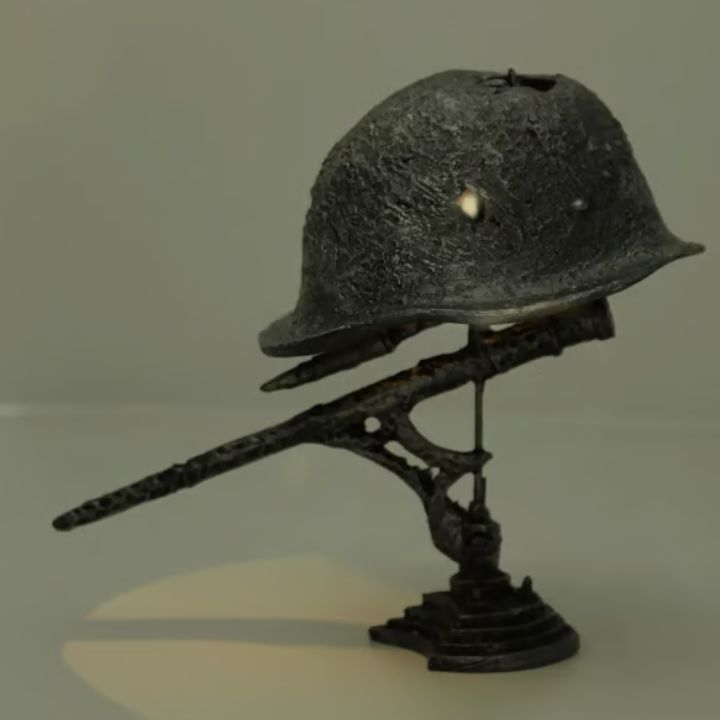 Vintage Tafellamp Helm Staal 7