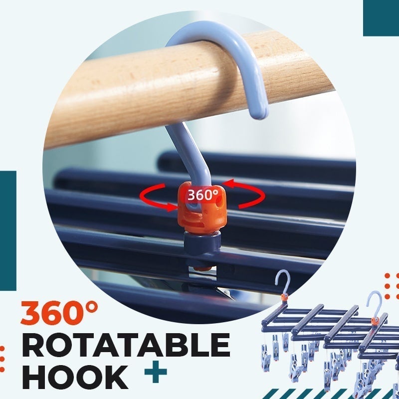 Vouwbaar Droogrek met 360° Draaibare Haken voor Kleding en Handdoeken 4