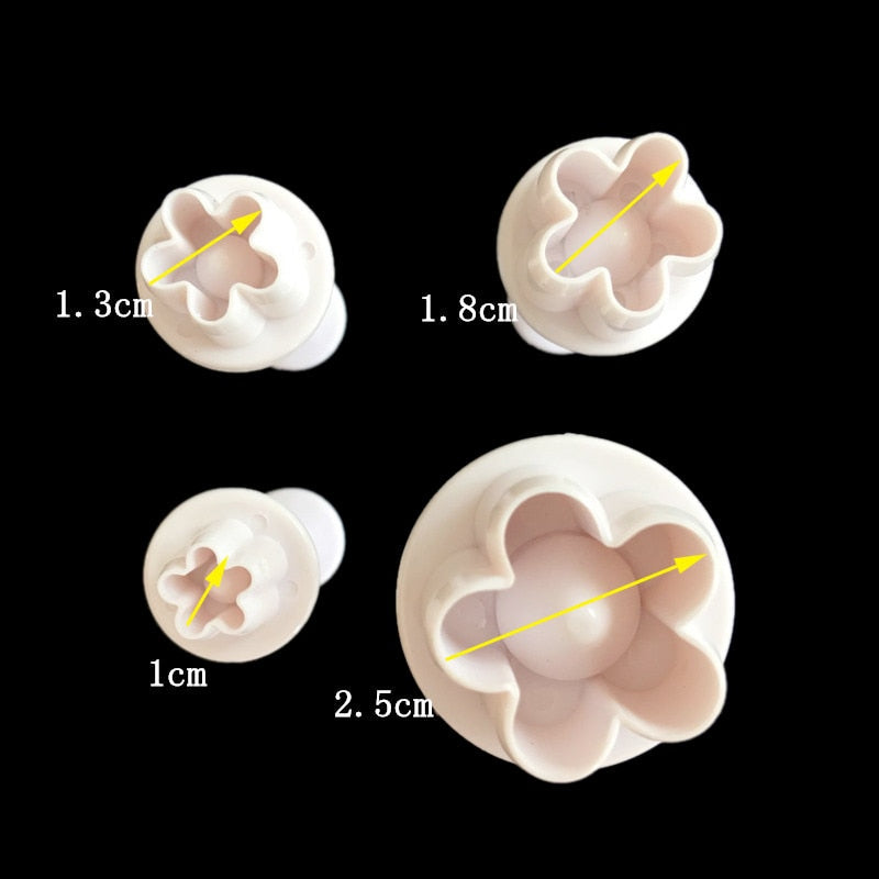 Vrouwelijke Fondant Cutter Pruimenbloem Set van 4 Delen 5