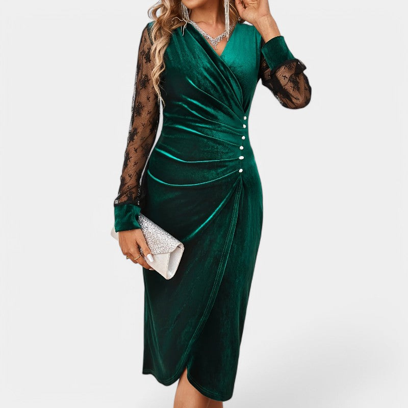 Vrouwen Bodycon Jurk Contrasterende Kant Polyester 2