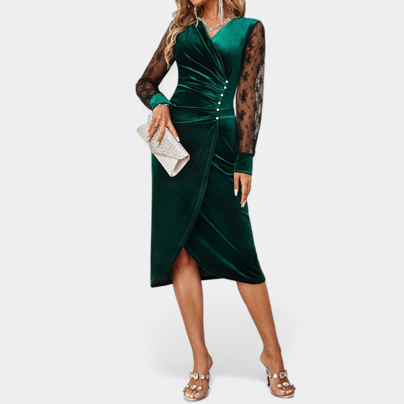 Vrouwen Bodycon Jurk Contrasterende Kant Polyester 3