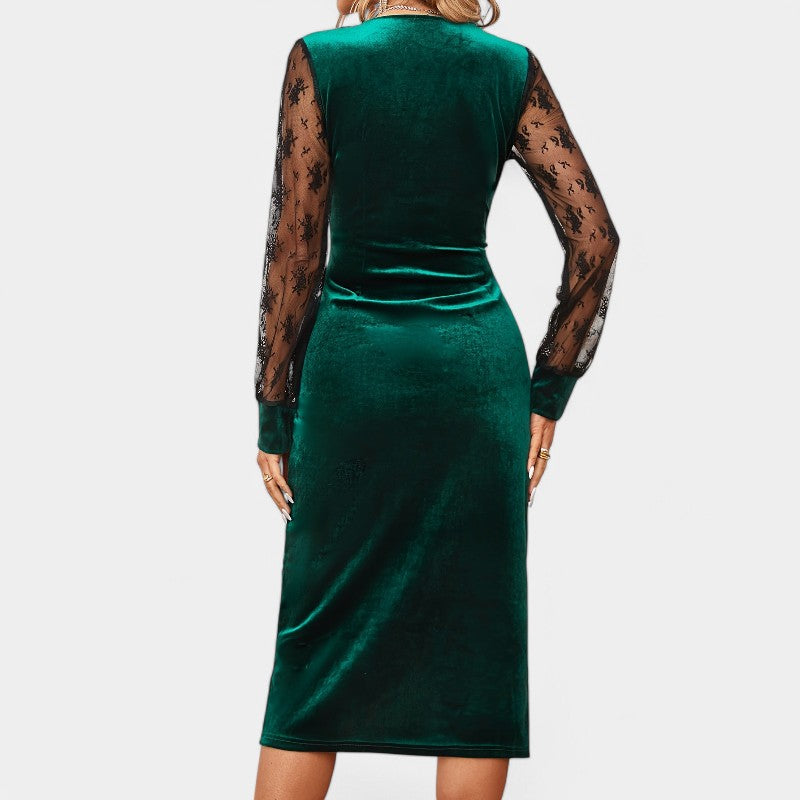Vrouwen Bodycon Jurk Contrasterende Kant Polyester 4