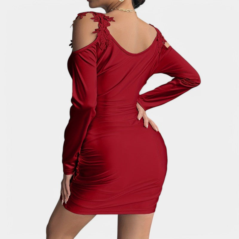Vrouwen Bodycon Jurk Satijn Lange Mouwen 4
