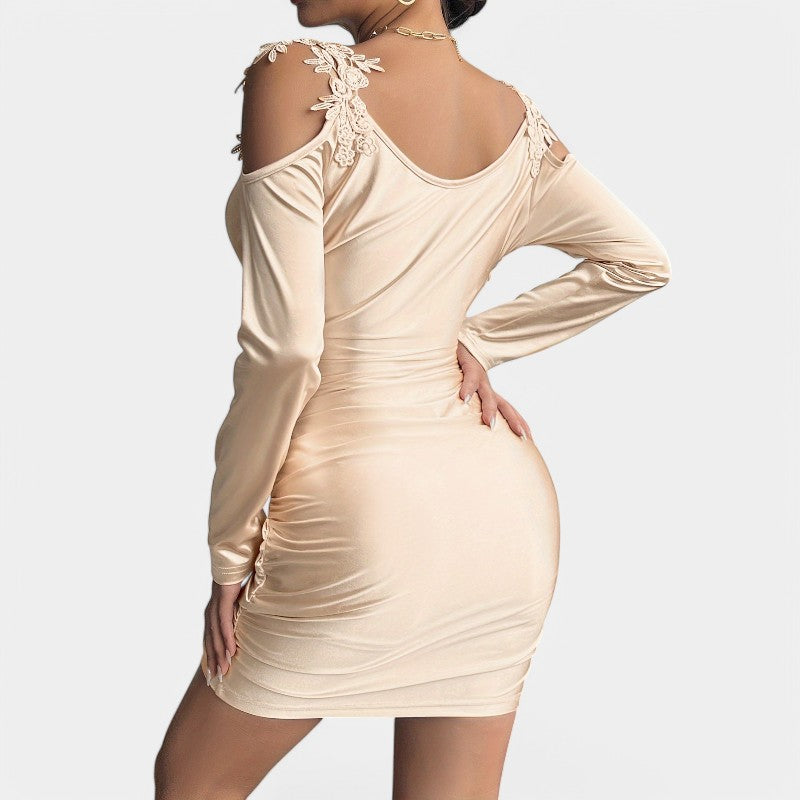 Vrouwen Bodycon Jurk Satijn Lange Mouwen 6