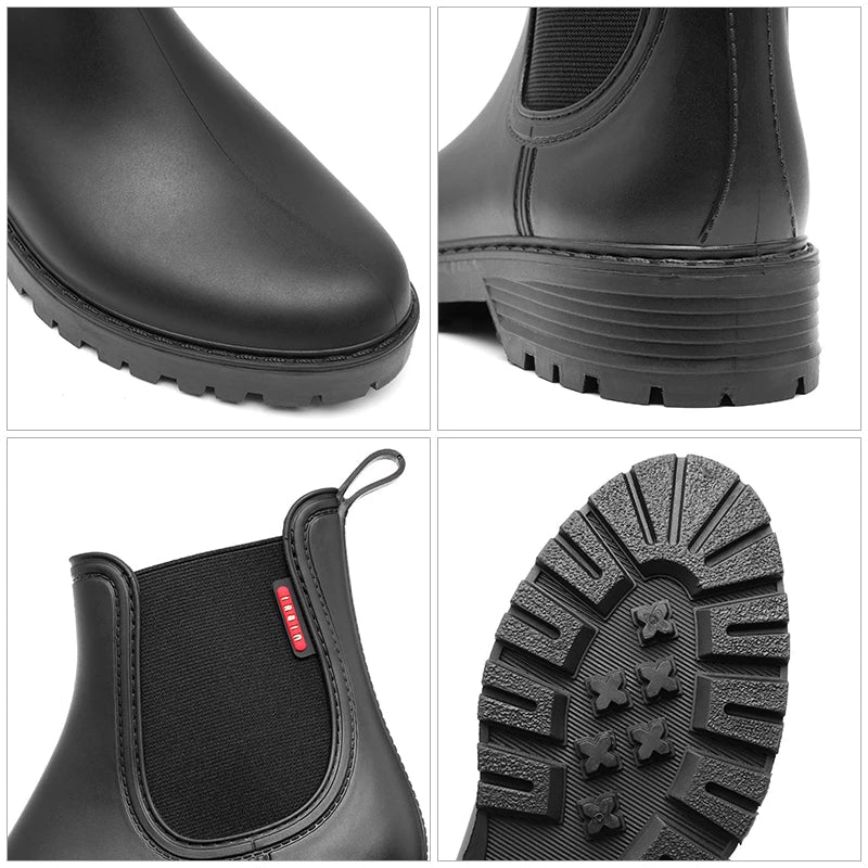 Vrouwen Chelsea Waterdichte Regenlaarzen met Antislip Rubberzool 4