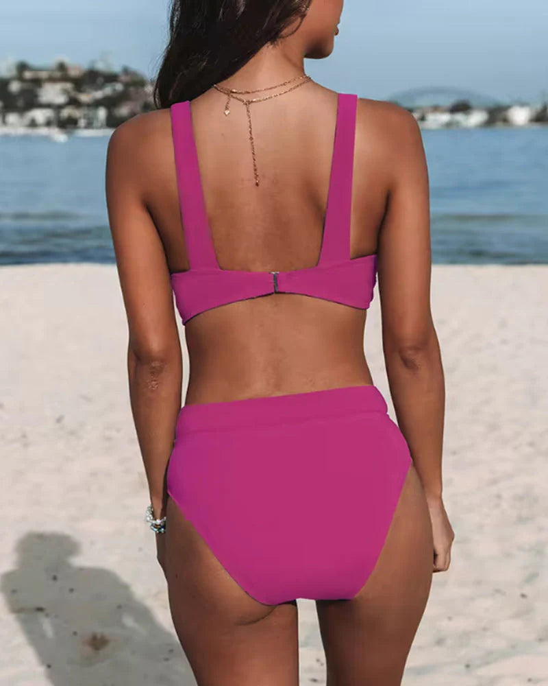 Vrouwen Hoge Taille Bikini Effen Kleur Duurzaam Materiaal 6