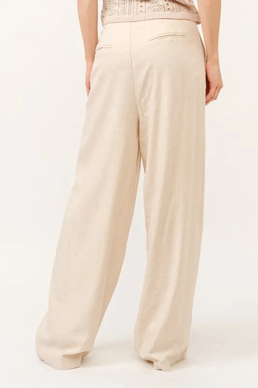 Vrouwen Hoge Taille Wijde Pantalon Linnenmix 3