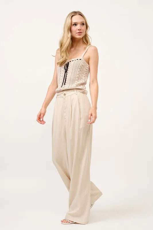 Vrouwen Hoge Taille Wijde Pantalon Linnenmix 6