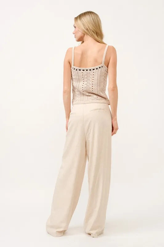 Vrouwen Hoge Taille Wijde Pantalon Linnenmix 7