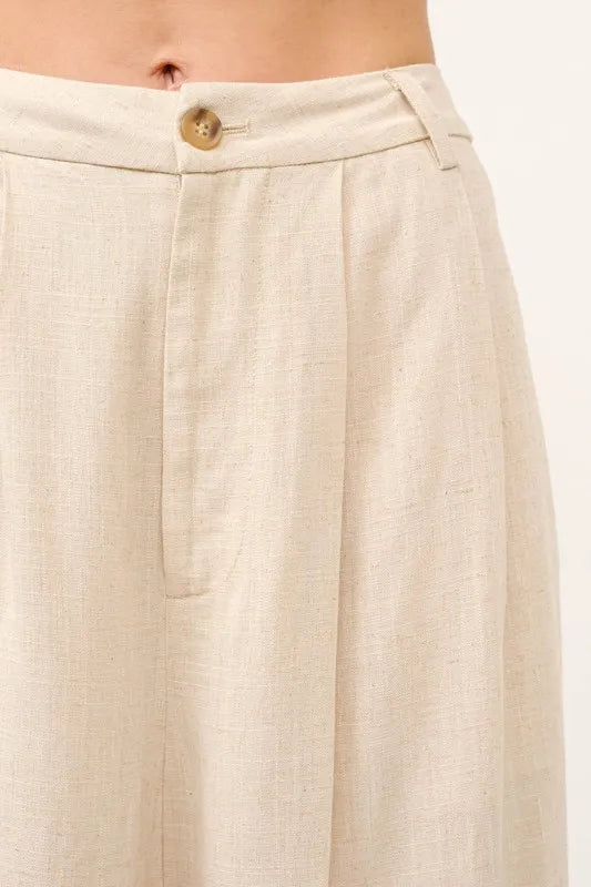 Vrouwen Hoge Taille Wijde Pantalon Linnenmix 8