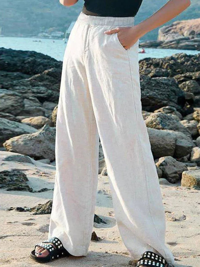 Vrouwen Hoge Taille Wijde Pantalon van Luchtig Materiaal 1