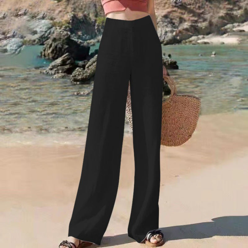 Vrouwen Hoge Taille Wijde Pantalon van Luchtig Materiaal 4