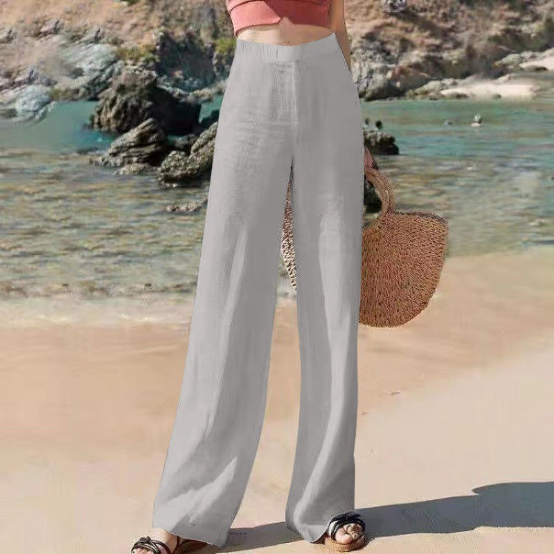Vrouwen Hoge Taille Wijde Pantalon van Luchtig Materiaal 5