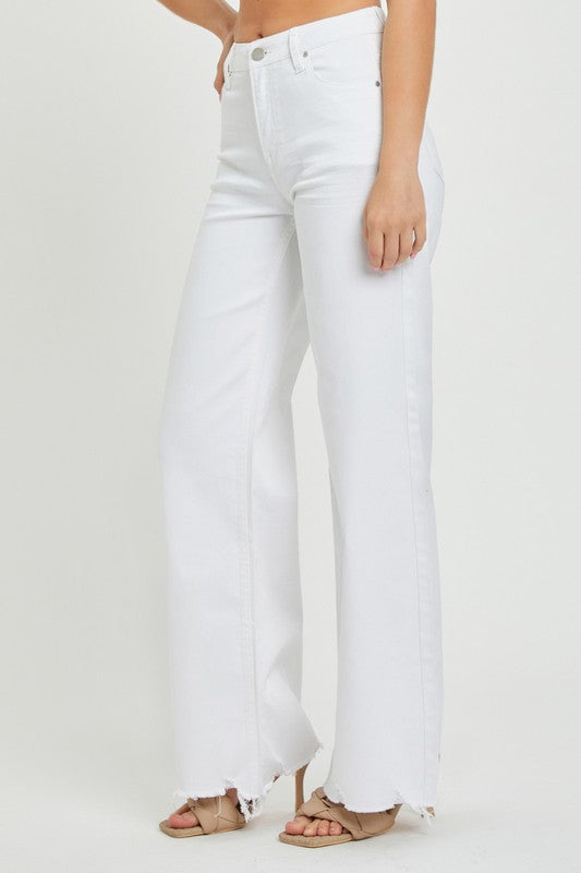 Vrouwen Hoge Taille Wijdere Jeans Wit 2