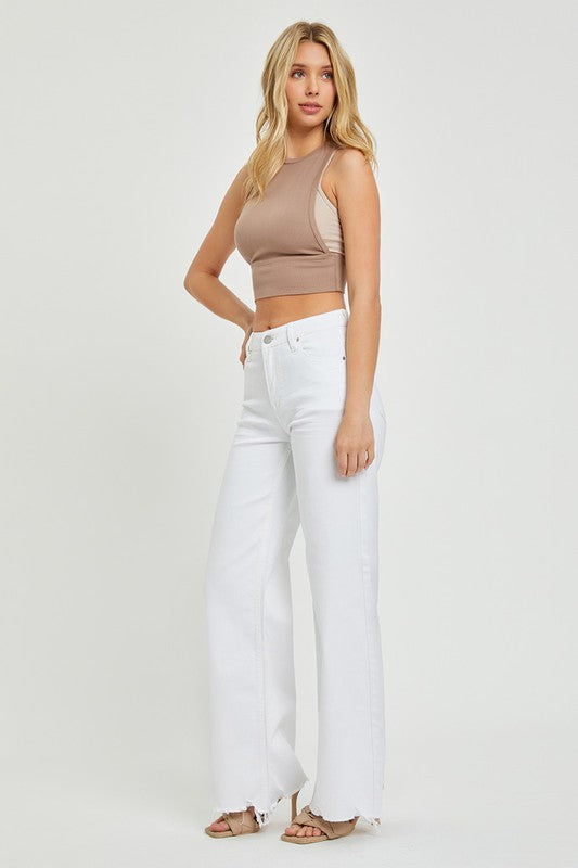 Vrouwen Hoge Taille Wijdere Jeans Wit 4