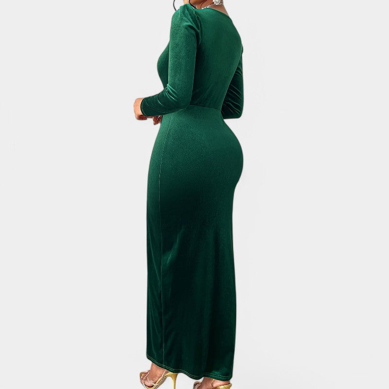 Vrouwen Lange Jurk Met Lange Mouwen Bodycon Stijl 1