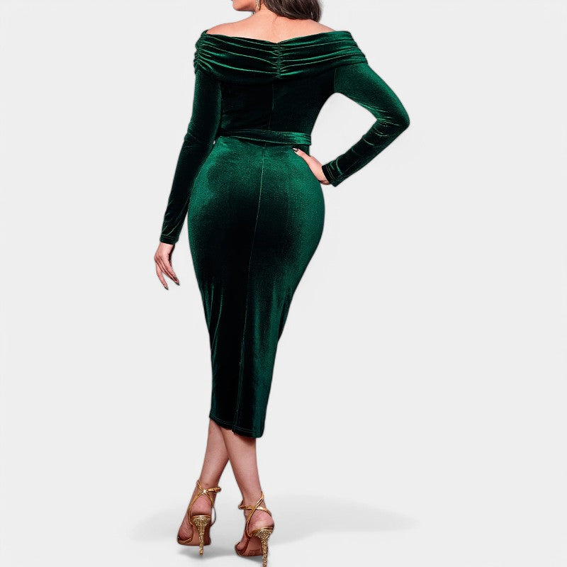 Vrouwen Lange Mouwen Bodycon Jurk Zachte Velours 2