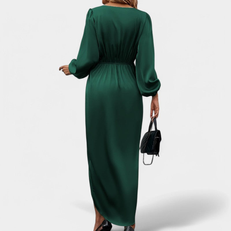 Vrouwen Lange Mouwen Maxi Jurk Hoge Split Polyester 2