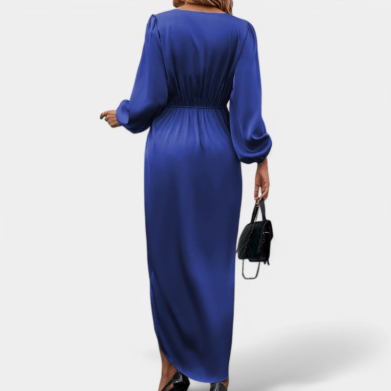 Vrouwen Lange Mouwen Maxi Jurk Hoge Split Polyester 3