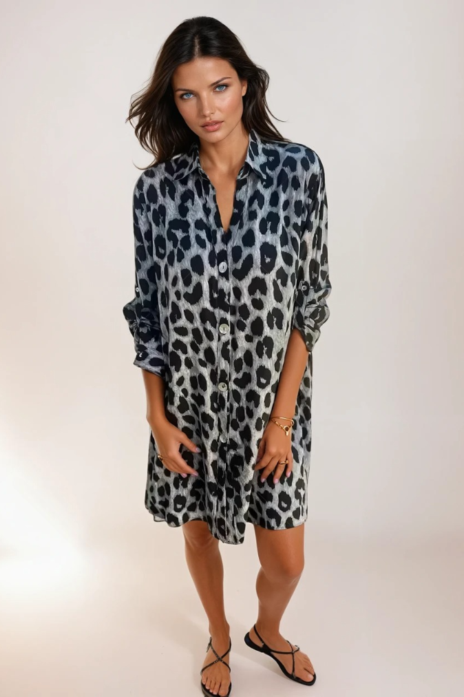 Vrouwen Leopard Geprinte Jurk Elegante Stijl 1
