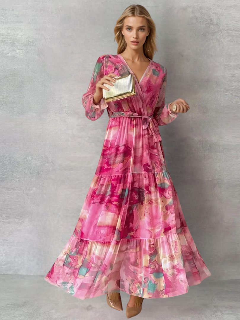 Vrouwen Maxi Jurk Bloemenprint Elegante Stijl 1