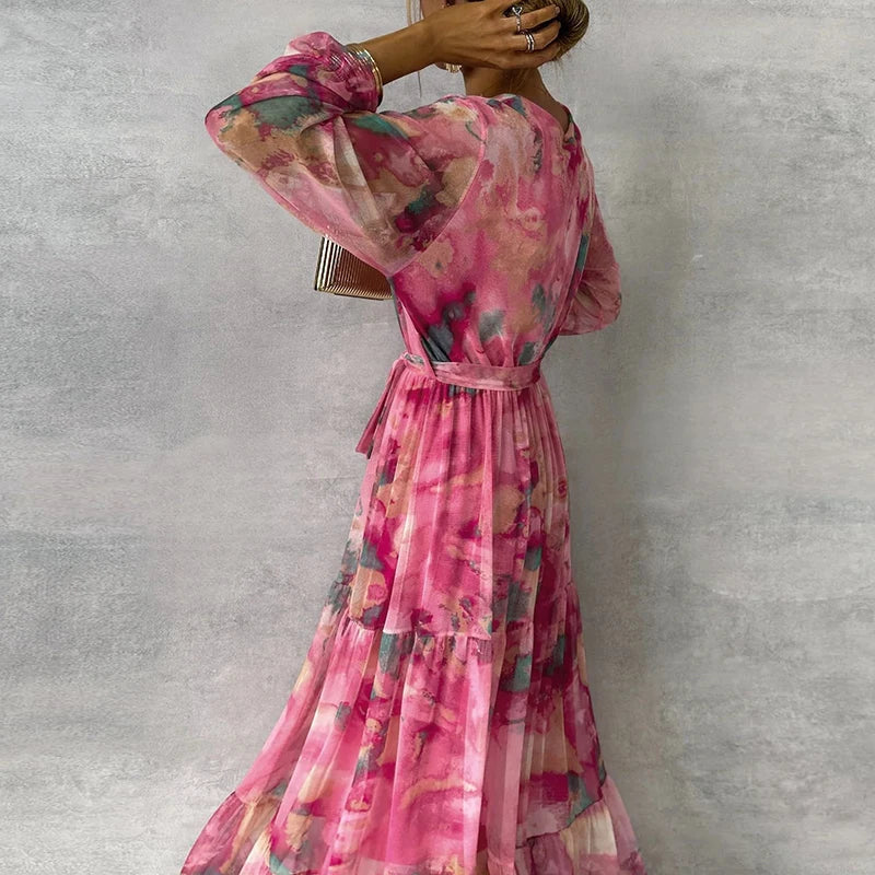 Vrouwen Maxi Jurk Bloemenprint Elegante Stijl 3