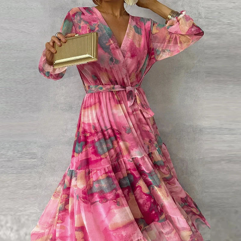 Vrouwen Maxi Jurk Bloemenprint Elegante Stijl 4