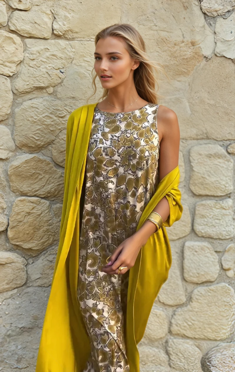Vrouwen Maxi Jurk Elegante Stijl met Cardigan 1