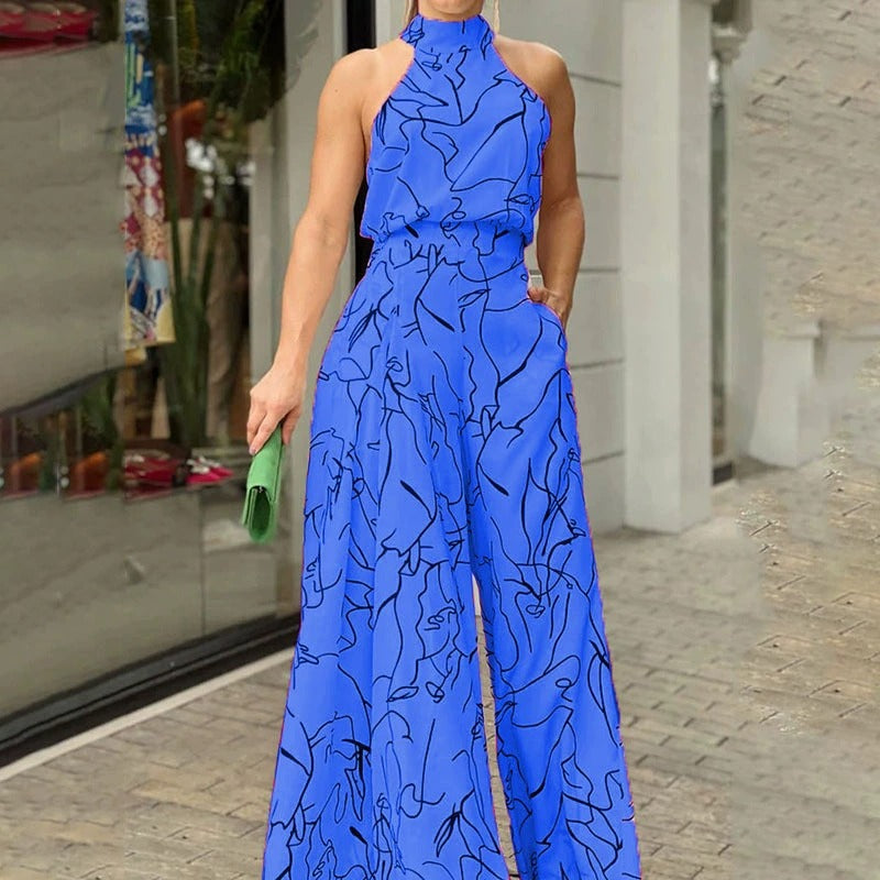 Vrouwen Maxi Jurk Halter Neklijn met Abstracte Print 10