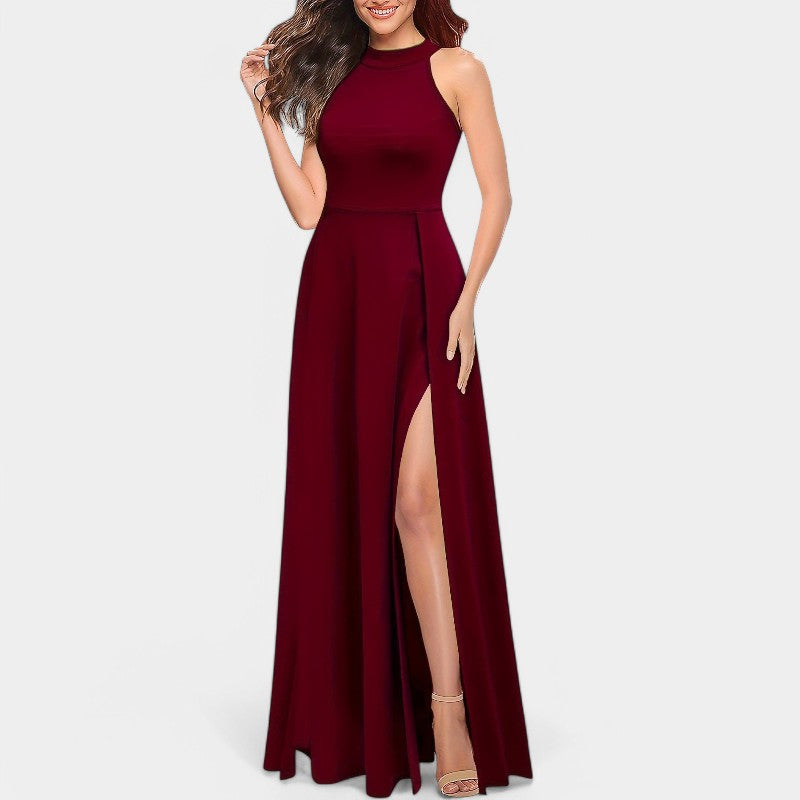 Vrouwen Maxi Jurk Hoge Taille Met Split 5