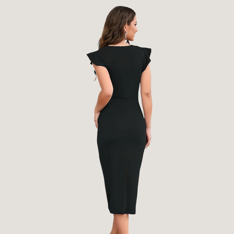 Vrouwen Maxi Jurk Met Kraag En Volant Mouwen 3