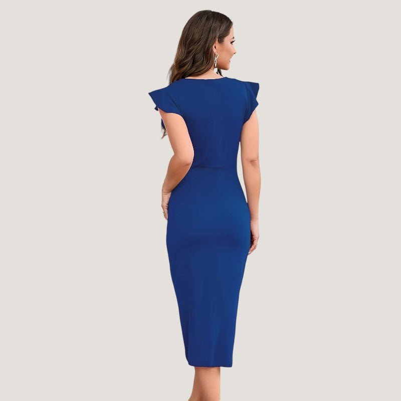 Vrouwen Maxi Jurk Met Kraag En Volant Mouwen 5